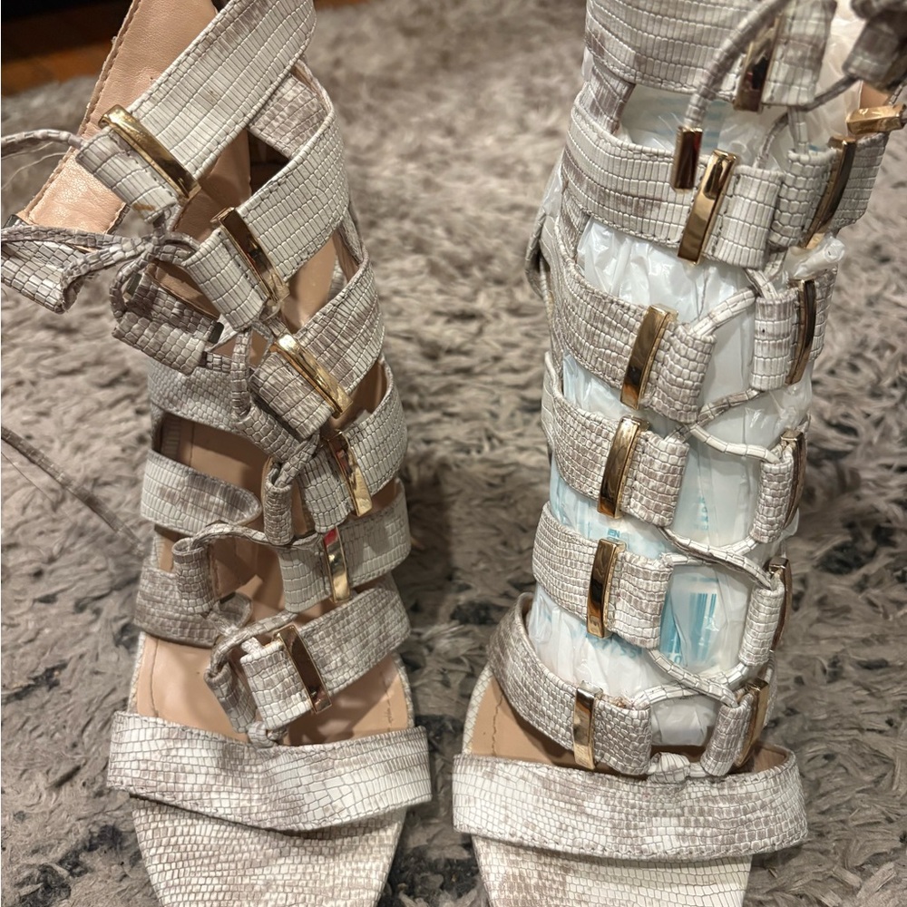 Vince Camuto Metallic Textured Strappy Sandals